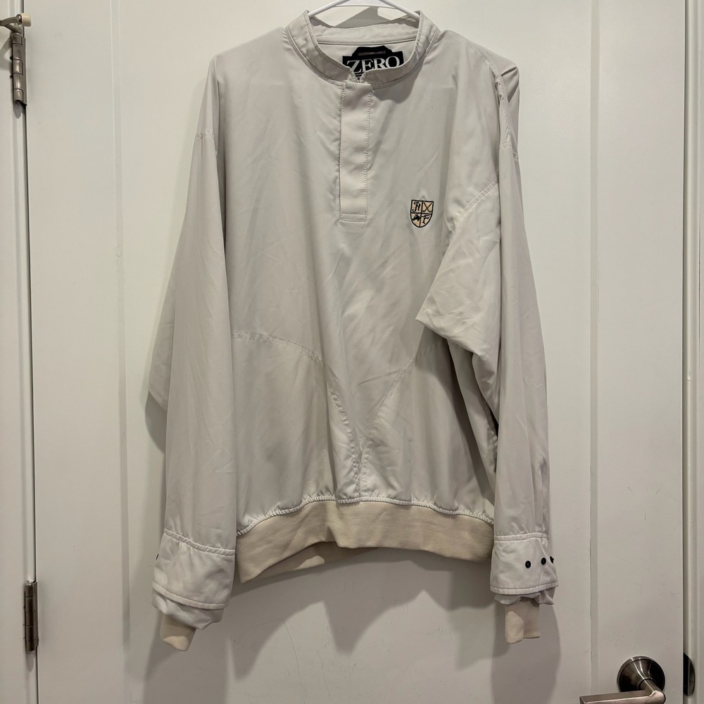 Zero Restriction Men's Golf Logo Windbreaker Pullover Jacket Gray Mock Neck XL